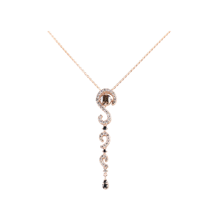 【自营】中古95新日本进口商品圆棕钻群镶钻石K18玫瑰金45cm项链