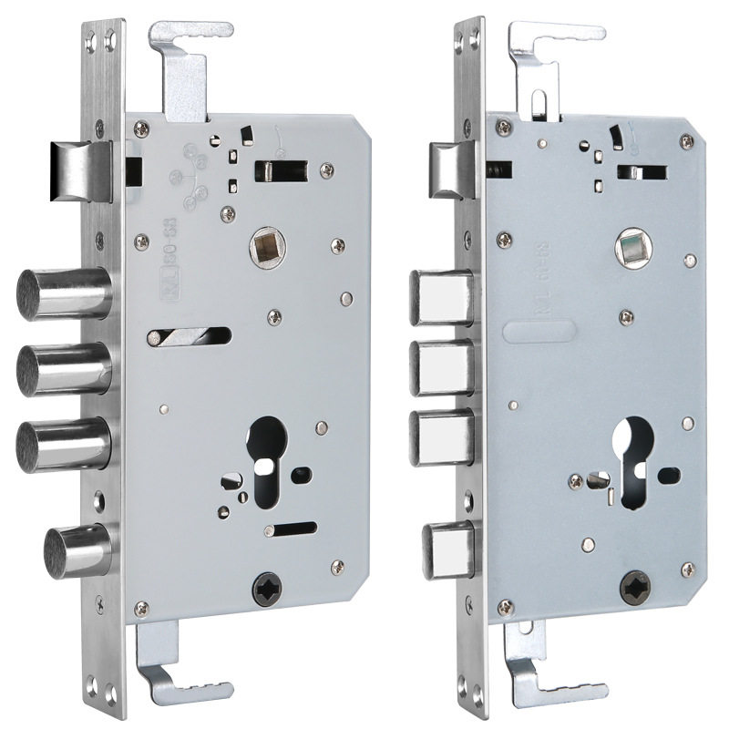 指纹锁锁体6068圆柱霸王双快双活钢舌耐指纹板智能防盗门锁具厂家