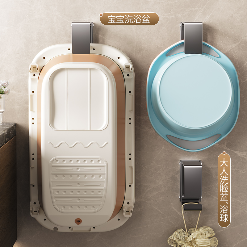 卫生间置物架洗脸盆收纳架子浴室免打孔壁挂置物架放脸盆挂钩神器