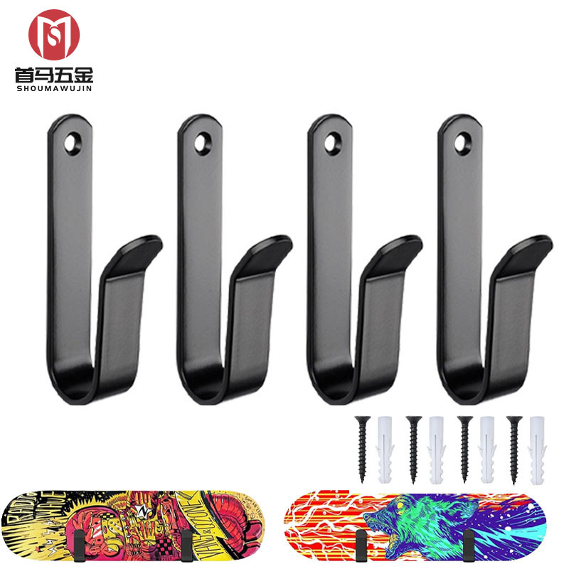 滑板展示架挂滑雪板挂钩家用壁挂式挂墙冲浪板收纳架支架金属挂架