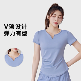 瑜伽服套装女2025新款夏季专业短袖晨跑步运动上衣普拉提训练健身