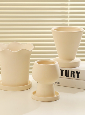 ins北欧花盆蝴蝶兰专用兰花陶土盆素烧白色陶瓷花盆高脚简约透气