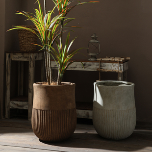 特大号落地镁泥花盆复古做旧客厅庭院阳台琴叶榕天堂鸟绿植花盆