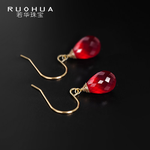 若华珠宝乐畔刻面耳环天黄18K金