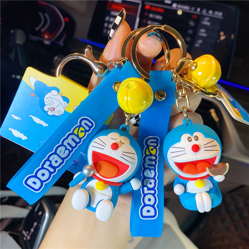 正版哆啦A梦小叮当大雄公仔钥匙扣女汽车钥匙挂件情侣背包挂饰男
