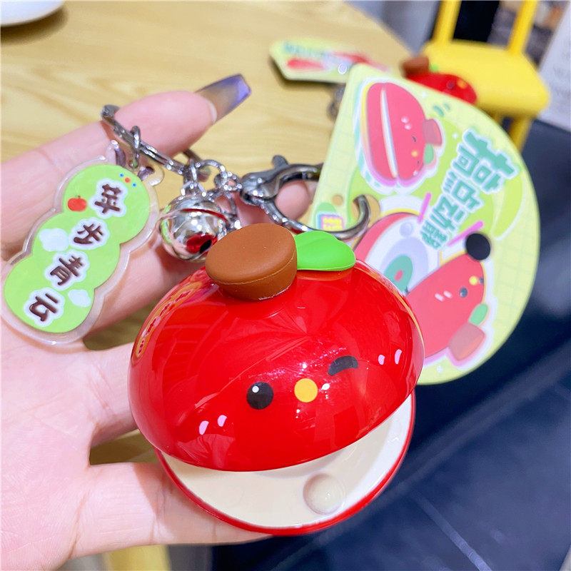 创意红苹果趣味迷你乐器响板解压木鱼钥匙扣挂件儿童玩具书包挂饰