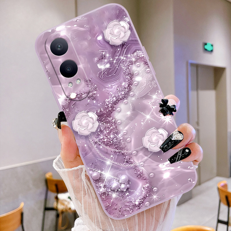 珍珠链条适用oppok12x手机壳新款k12plus保护套k11x/k11/k10活力版磨砂k9x/x9s/k9全包镜头防摔简约液态硅胶