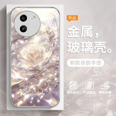 水珠玫瑰适用vivoy200i手机壳y100i新款y78高级y35手机套高档y79女款y35m+高级y77e玻璃y52s超薄T/i玻璃全包