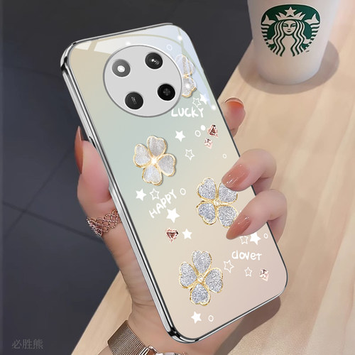 四叶草适用荣耀x60pro手机壳新款荣耀x60i保护套x50i+x40GT/x30防摔i/se/max磨砂竞速版荣耀9X/8X玻璃壳
