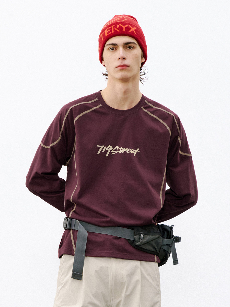 714ストリート吸湿速乾サイクリングスーツクールスポーツロングスリーブ 2026春夏ルーズラウンドネックカップルTシャツメンズ