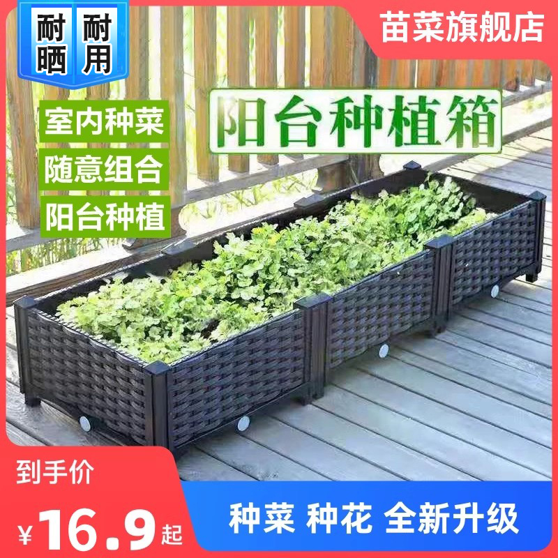 顶楼阳台种菜专用箱塑料种植箱户外天台屋顶花箱家用长方形花盆