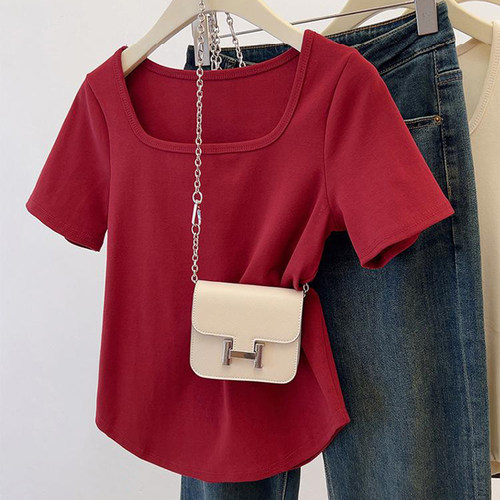 胖mm纯棉短袖T恤女夏季百搭气质减龄大码女装宽松显瘦纯色上衣