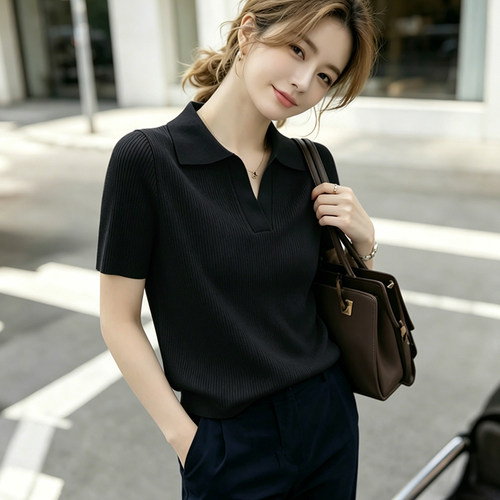 2026新款polo衫女针织短袖上衣