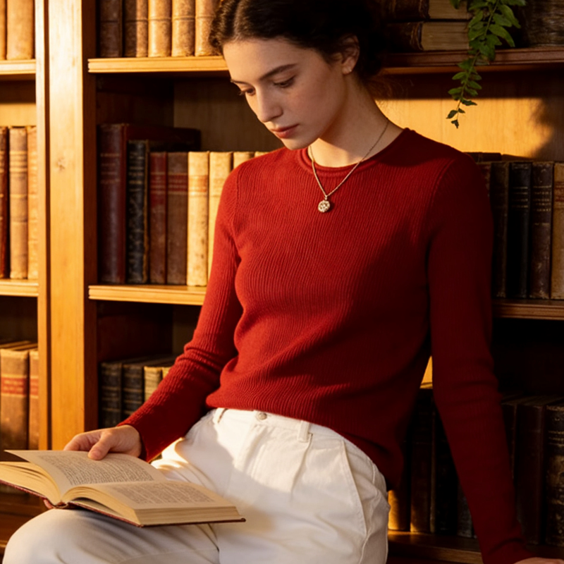 红色毛衣女秋冬2026新款宽松圆领针织衫女长袖套头百搭打底衫上衣,女装/女士精品,毛针织衫,淘宝优惠券,粉丝福利购,淘宝优惠卷