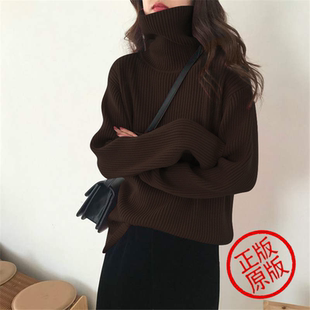 洋气宽松打底衫 时尚 女内搭 加厚高领毛衣女套头慵懒风2025新款 冬季