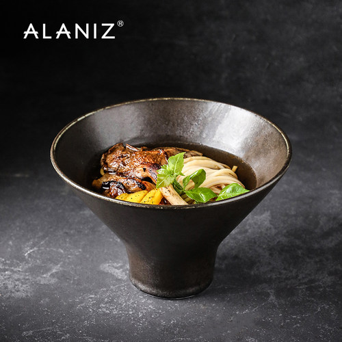 alaniz清灵高脚面碗防烫高身碗汤面 面碗中式餐具陶瓷拌面 面碗拉