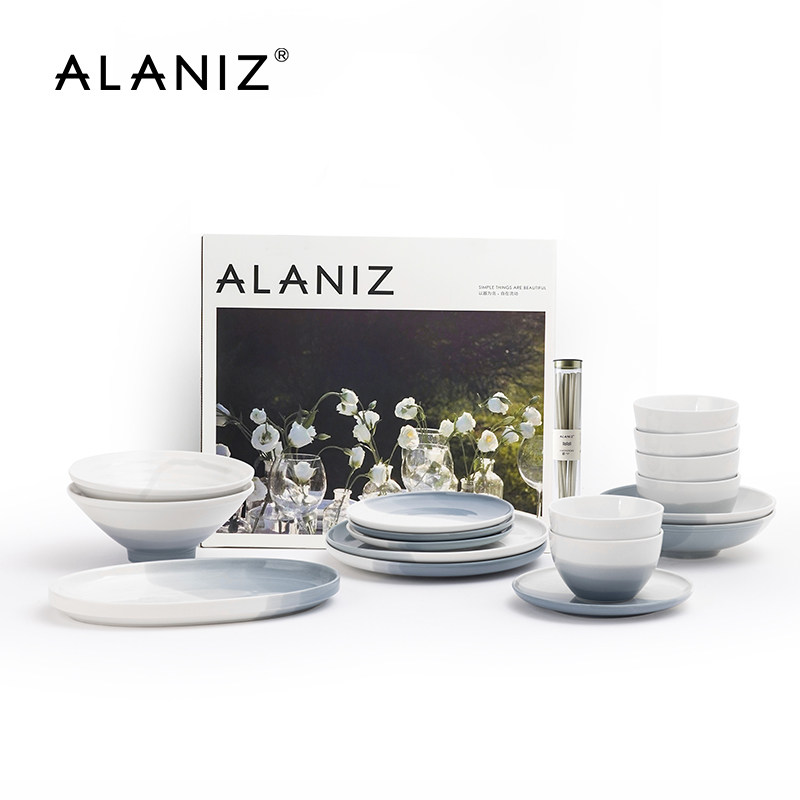 alaniz南兹釉下彩挪威碗碟套装家用陶瓷乔迁餐具套组礼盒陶瓷餐具