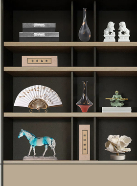 新中式组合搭配装饰品摆件客厅玄关创意狮子马扇子悟空首饰盒摆设