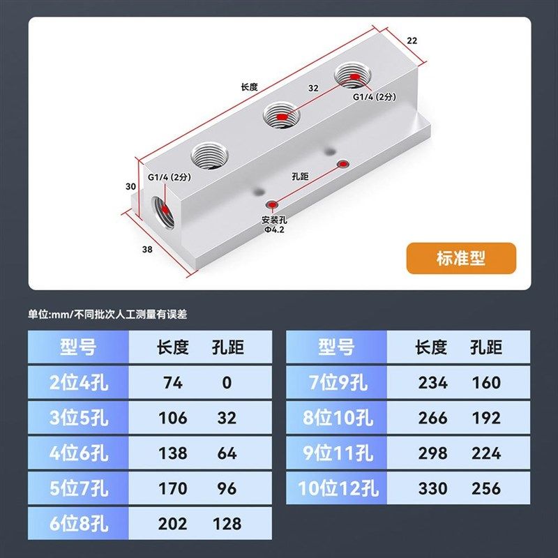 小T型铝条多管路分气排4分2分气块3分流器N气路分配器模具冷却水