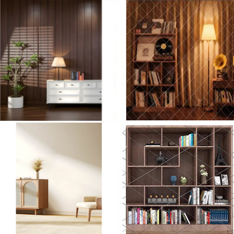 直播间背景布3D立体网红主播带货背景布书橱书房书柜背景布