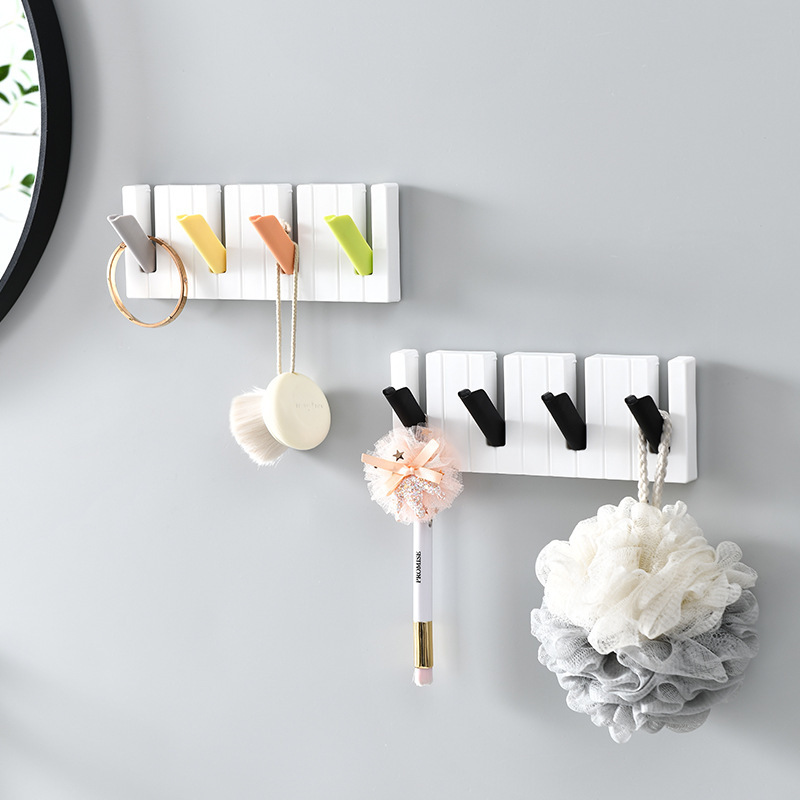 创意钢琴键挂钩免打孔强力承重粘胶进门入户玄关挂包帽子钥匙挂架