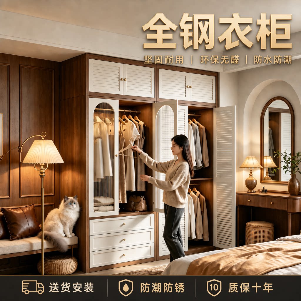 法洁诺中古风钢制衣柜无甲醛组合