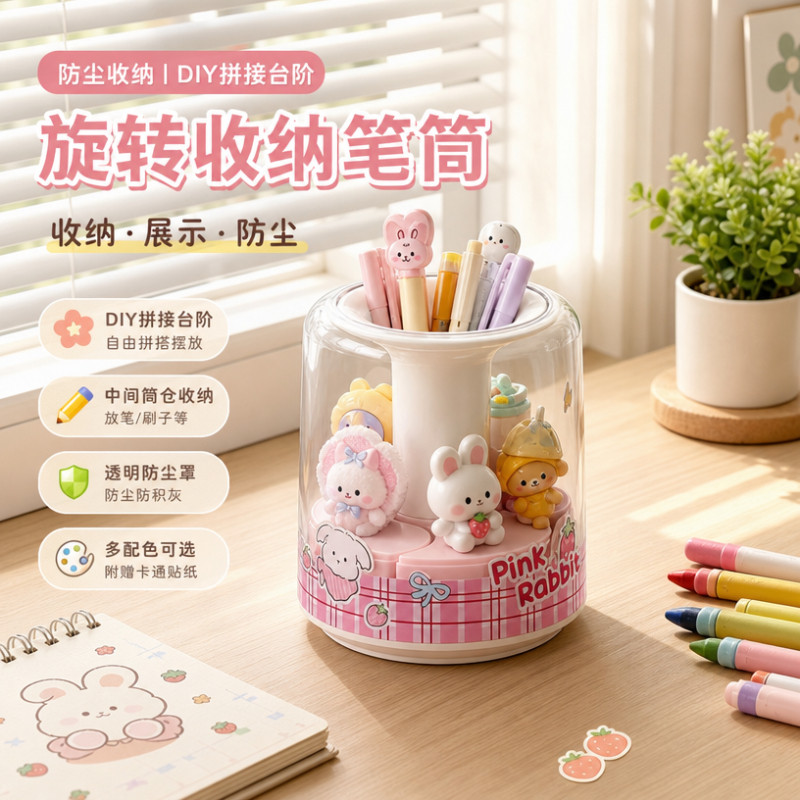 可旋转多功能盲盒笔筒收纳盒图片