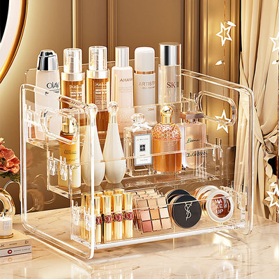 化妆品置物架梳妆台透明收纳盒