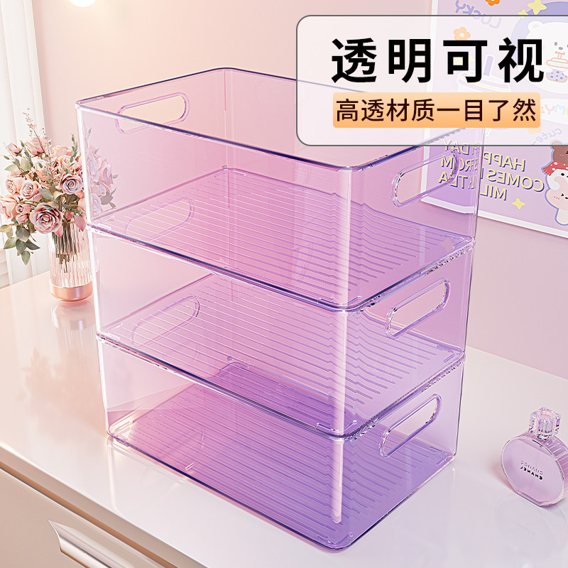 亚克力透明长方形桌面收纳盒图片