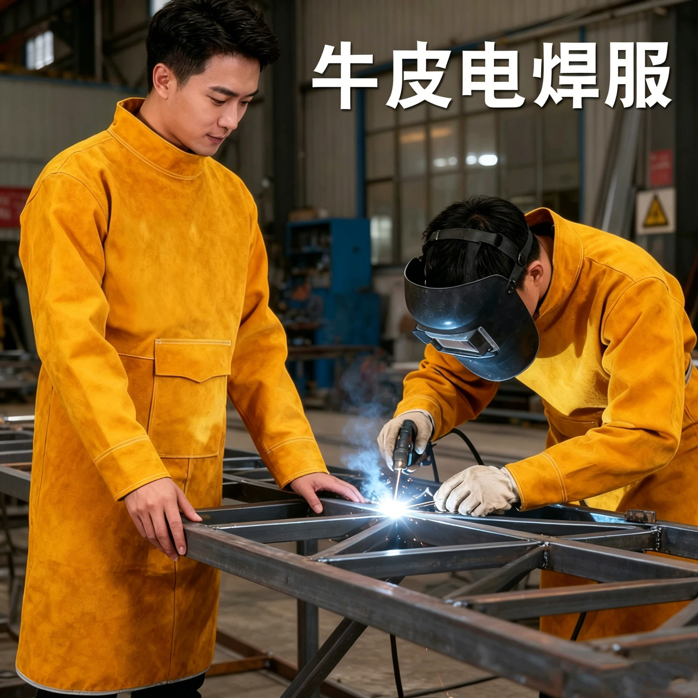 加厚牛皮电焊服长袖焊接防烫耐磨氩弧焊阻燃隔热防护服反穿衣围裙