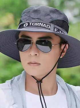 夏季遮阳帽户外旅游登山钓鱼帽子男遮脸防晒帽太阳透气大檐渔夫帽