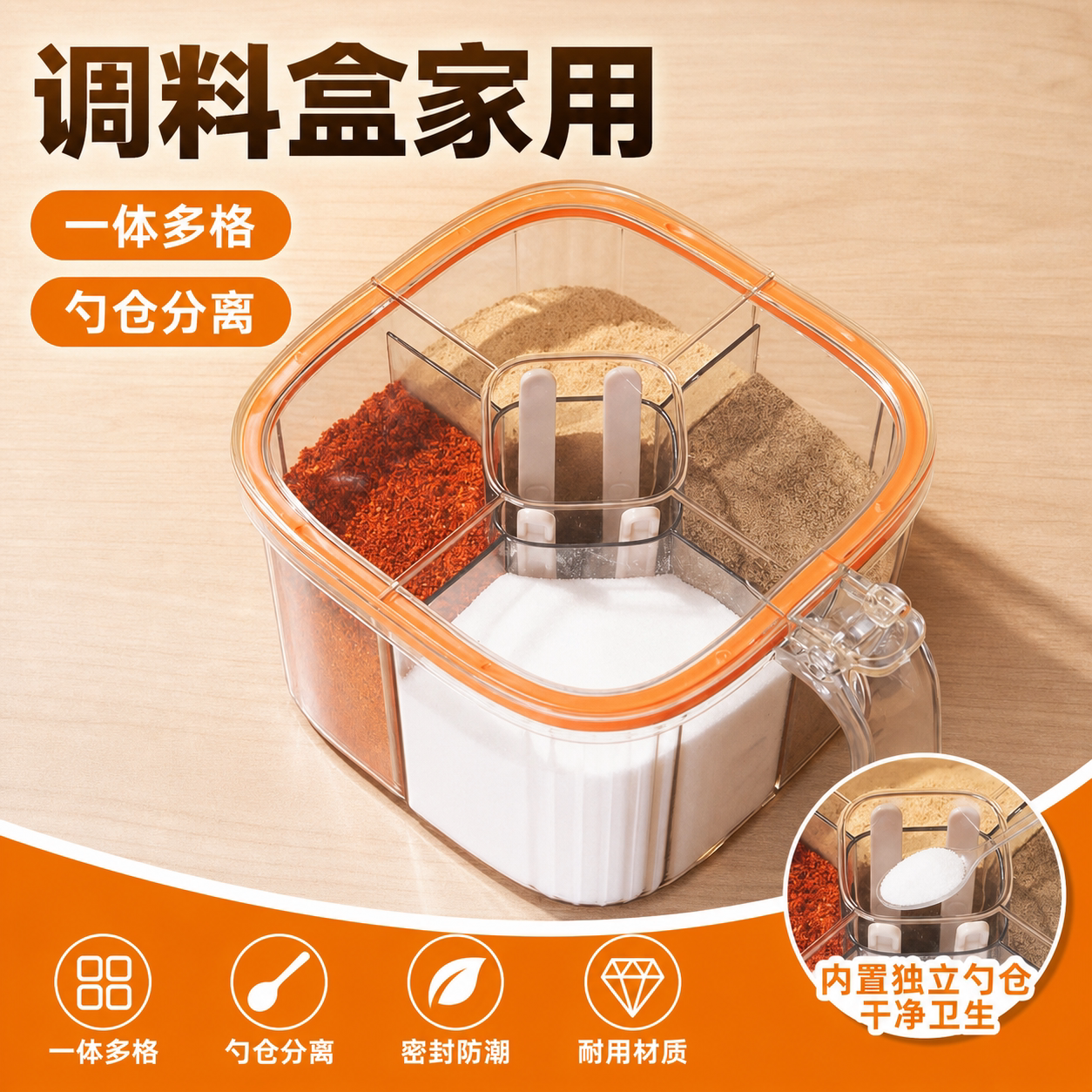 家用厨房一体多格调料盒套装