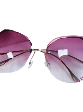 无框镶钻蝴蝶渐进太阳镜女圆脸大脸显瘦韩版墨镜ins高级感