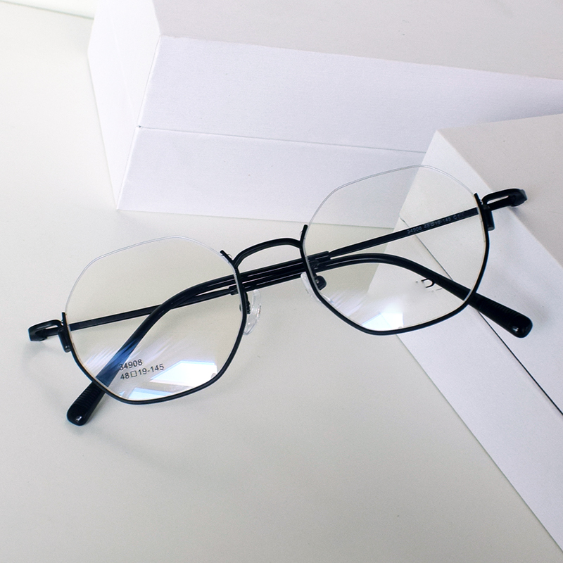 韩剧同款眼镜女显脸小大脸显瘦近视框男配有度数下半框黑框多边形