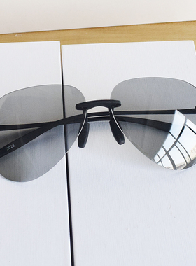 无框变色偏光太阳镜男蛤蟆镜飞行员司机开车驾驶墨镜日夜两用