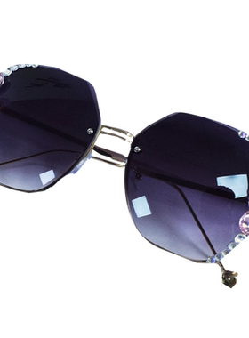 无框太阳镜女圆脸大脸ins镶钻蝴蝶墨镜女高级感韩版显瘦遮阳