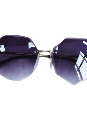 无边框多边形镶钻太阳镜女圆脸大脸显瘦遮阳墨镜女高级感