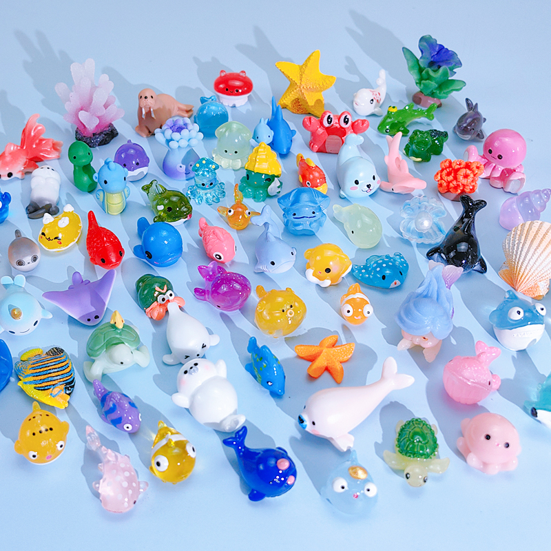 仿真海洋生物迷你小动物盲袋可爱鲨鱼乌龟珊瑚螃蟹浴缸造景小摆件