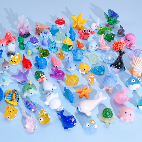 仿真海洋生物迷你小动物盲袋可爱鲨鱼乌龟珊瑚螃蟹浴缸造景小摆件