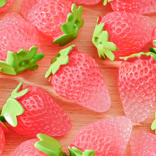 创意冰透仿真夜光草莓水果大萌粒装饰食玩模型夜间发亮草莓小摆件