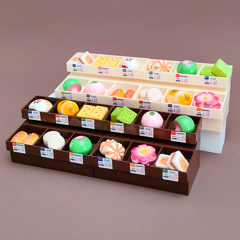 传统中式糕点模型迷你货架玩具仿真桃花酥青团绿豆糕微缩场景摆件