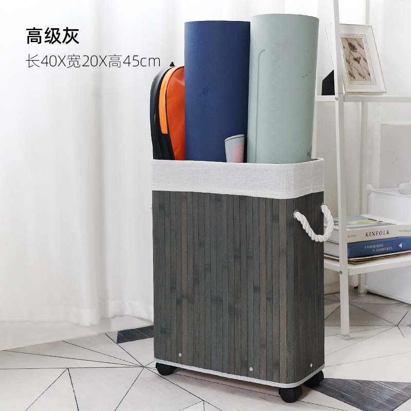 瑜伽垫收纳篮健身运动器材收纳筐家用民宿门后夹缝置物架带轮推车