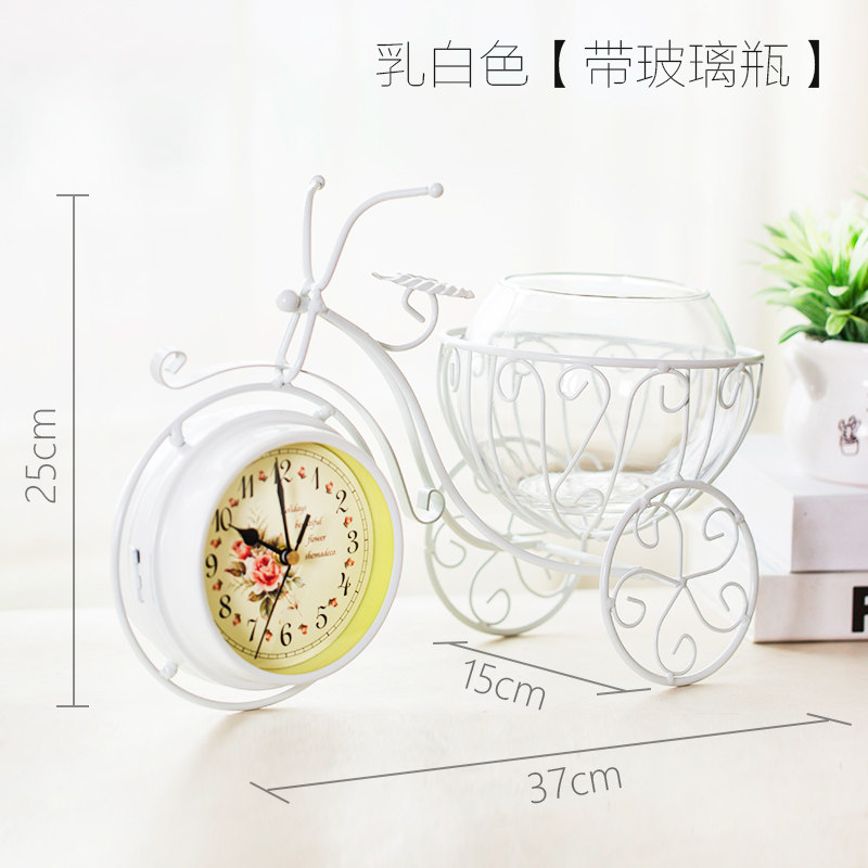 创意家用静音钟表摆件个性坐钟双面小表座钟客厅台中铁艺时钟装饰