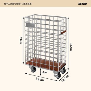 中古风瑜伽垫收纳筐多功能实木运动器材收纳家用可移动球类置物架