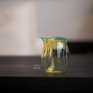 圭隐堂纯手工吹制熏银公道杯耐热玻璃家用公杯泡茶杯匀茶杯茶海