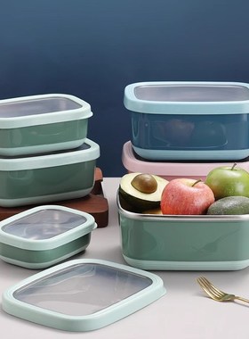长方形学生带盖子不锈钢内胆饭盒水果保鲜盒上班族密封便当盒餐盒