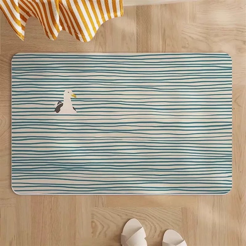 韩国蓝色格子小海狮硅藻泥吸水地板垫浴室特别强防滑垫浴室脚垫