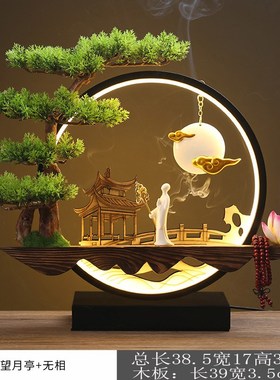 新中式笑佛摆件灯圈小夜灯家居装饰品玄关柜客厅办公室开业礼品