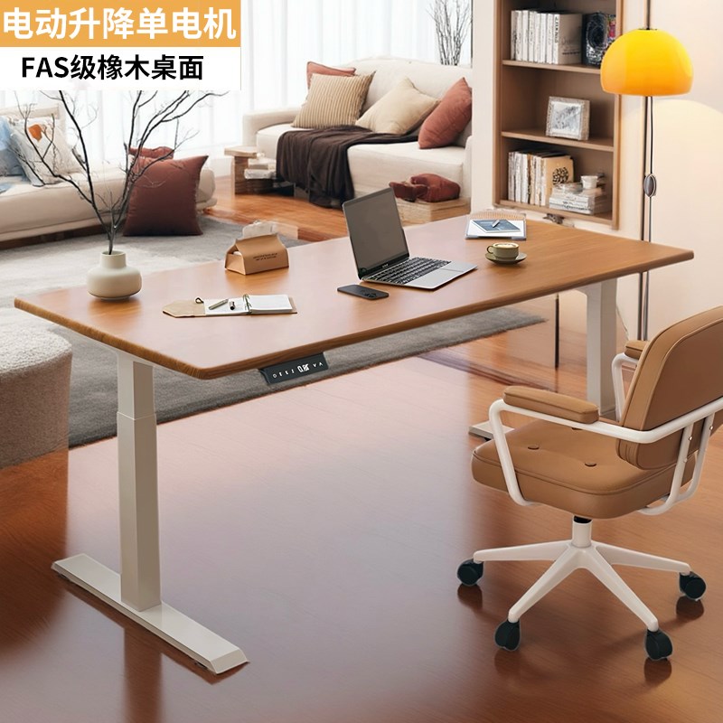 实木电动升降桌电脑桌可调节办公桌家用学习桌双电机可升降电竞桌
