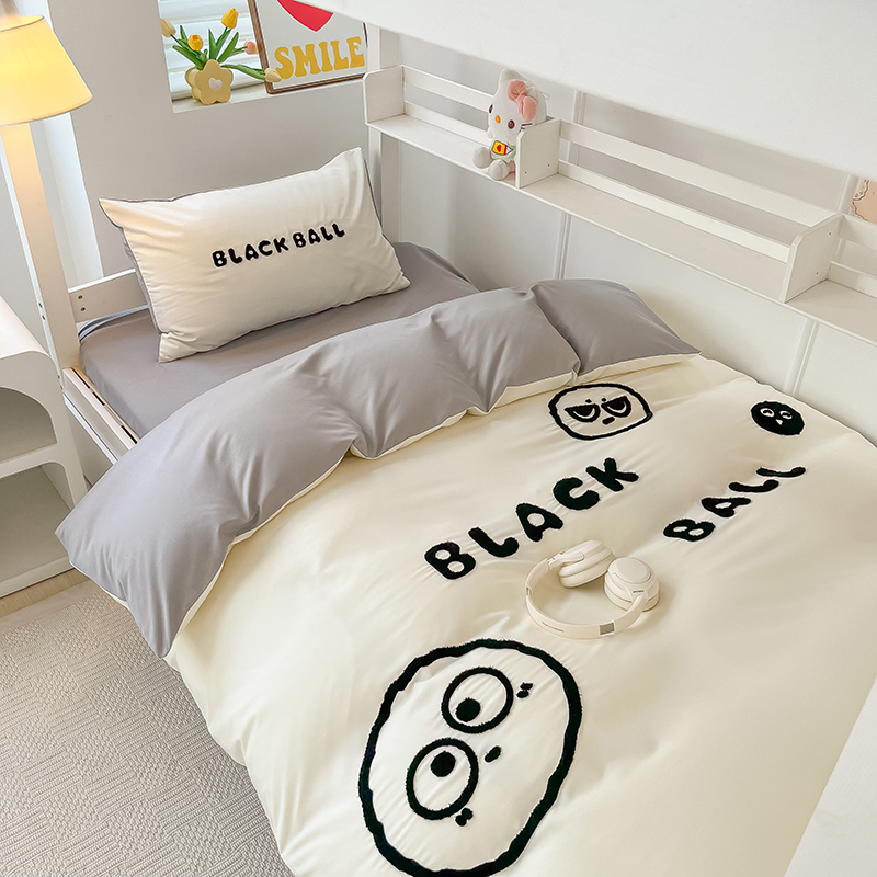 卡通大学生床笠宿舍专用90190被套单人床上三件套1.2六件套员工